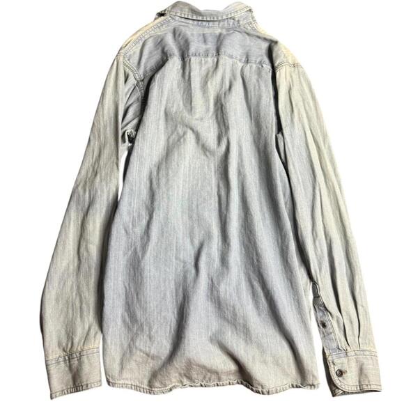 Wrangler light wash denim button shirt long sleeve western cotton top size med. - Picture 2 of 5